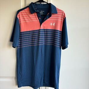 Under Armour Men's Navy and Coral Polo Shirt